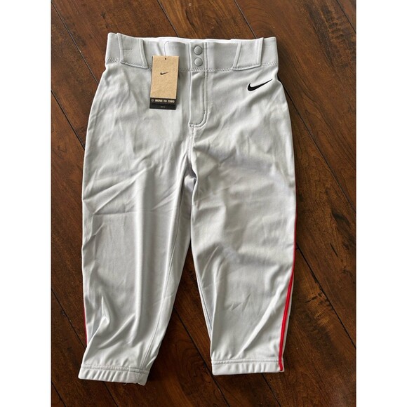 Nike Boy's Vapor Select Piped Baseball Knickers Pants Gray Scarlet Red L NEW - Picture 1 of 8